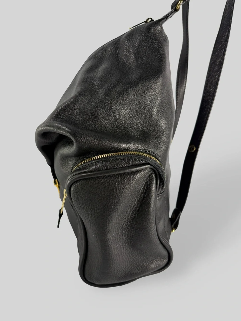 Botticelli Black Leather Backpack with Gold Hardware